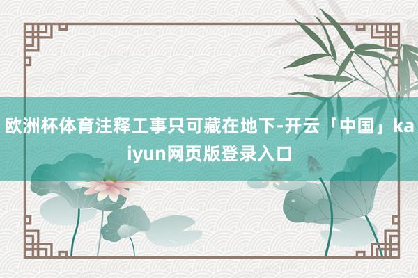 欧洲杯体育注释工事只可藏在地下-开云「中国」kaiyun网页版登录入口