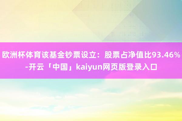 欧洲杯体育该基金钞票设立：股票占净值比93.46%-开云「中国」kaiyun网页版登录入口