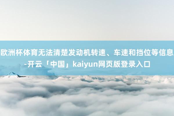 欧洲杯体育无法清楚发动机转速、车速和挡位等信息-开云「中国」kaiyun网页版登录入口