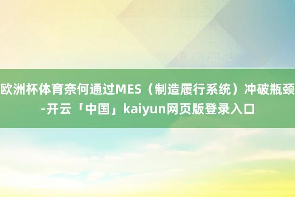 欧洲杯体育奈何通过MES（制造履行系统）冲破瓶颈-开云「中国」kaiyun网页版登录入口