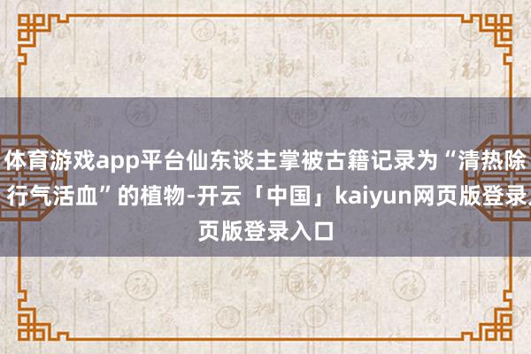 体育游戏app平台仙东谈主掌被古籍记录为“清热除烦、行气活血”的植物-开云「中国」kaiyun网页版登录入口