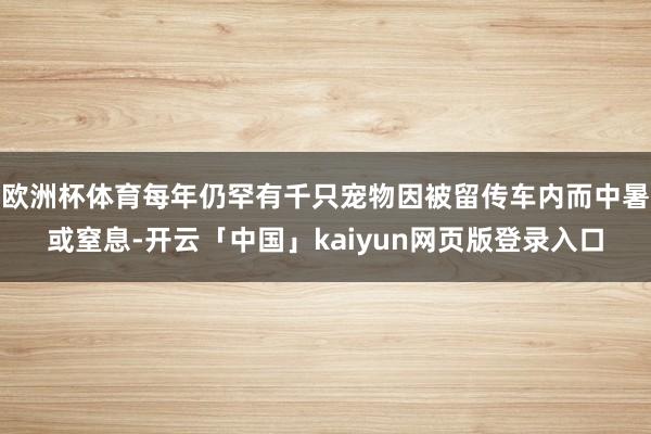 欧洲杯体育每年仍罕有千只宠物因被留传车内而中暑或窒息-开云「中国」kaiyun网页版登录入口