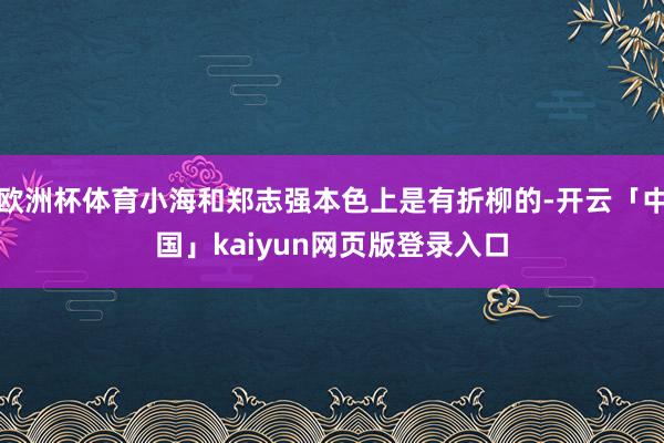 欧洲杯体育小海和郑志强本色上是有折柳的-开云「中国」kaiyun网页版登录入口