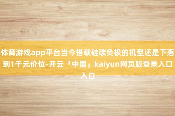 体育游戏app平台当今搭载硅碳负极的机型还是下落到1千元价位-开云「中国」kaiyun网页版登录入口