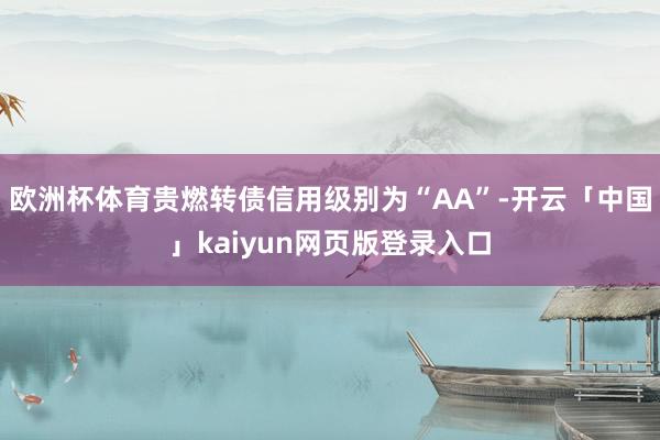 欧洲杯体育贵燃转债信用级别为“AA”-开云「中国」kaiyun网页版登录入口